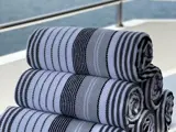 Six towels neatly stacked